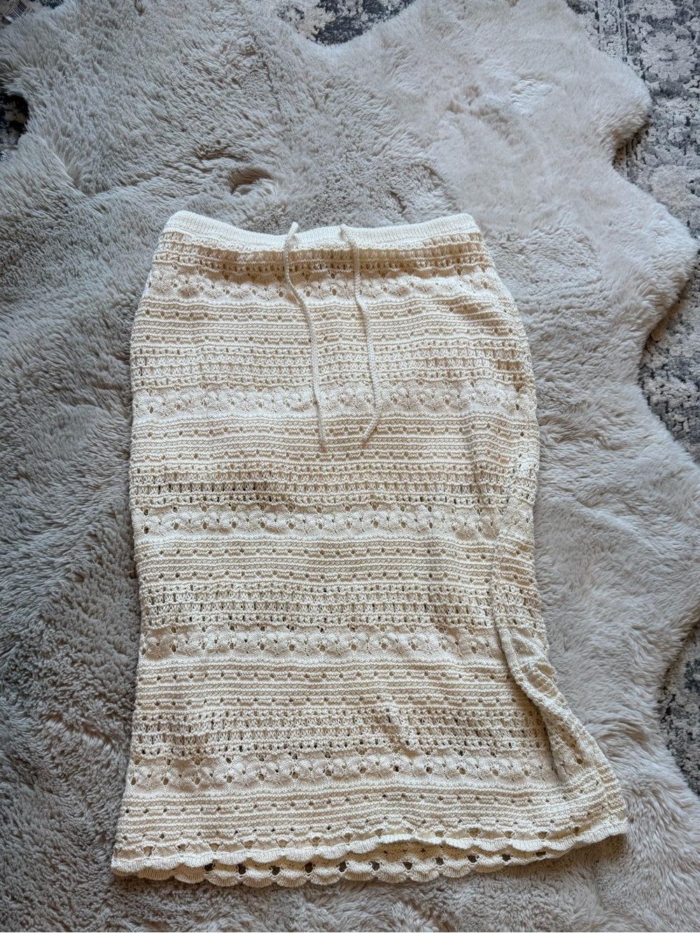 Universal Thread Cream Crochet midi Skirt
